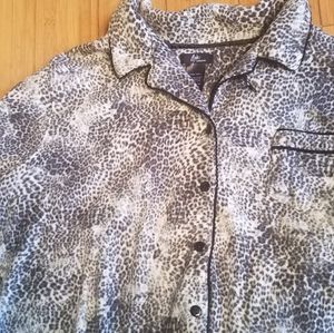 Aria pajamas blk /W animal print cozy warm XL